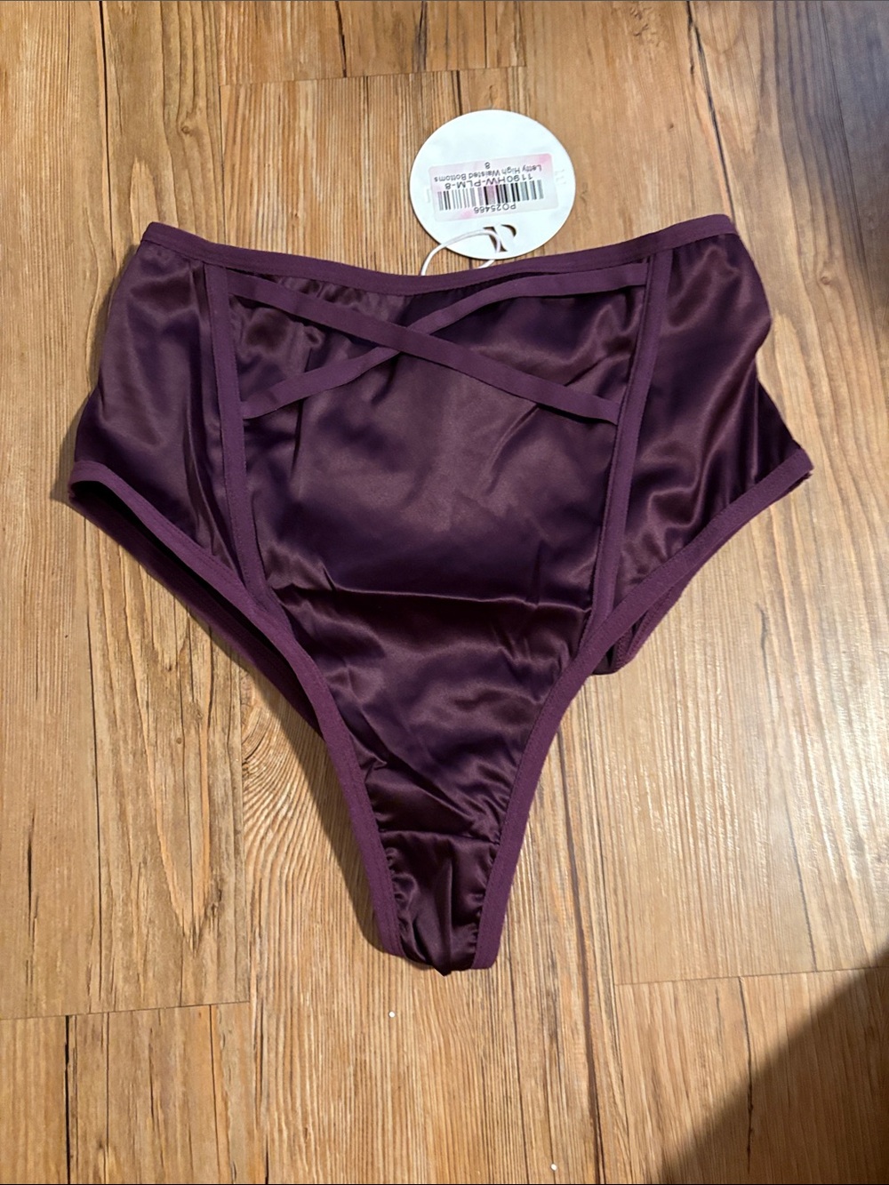 Lunalae Letty High-Waist Satin Briefs in Deep Plum
